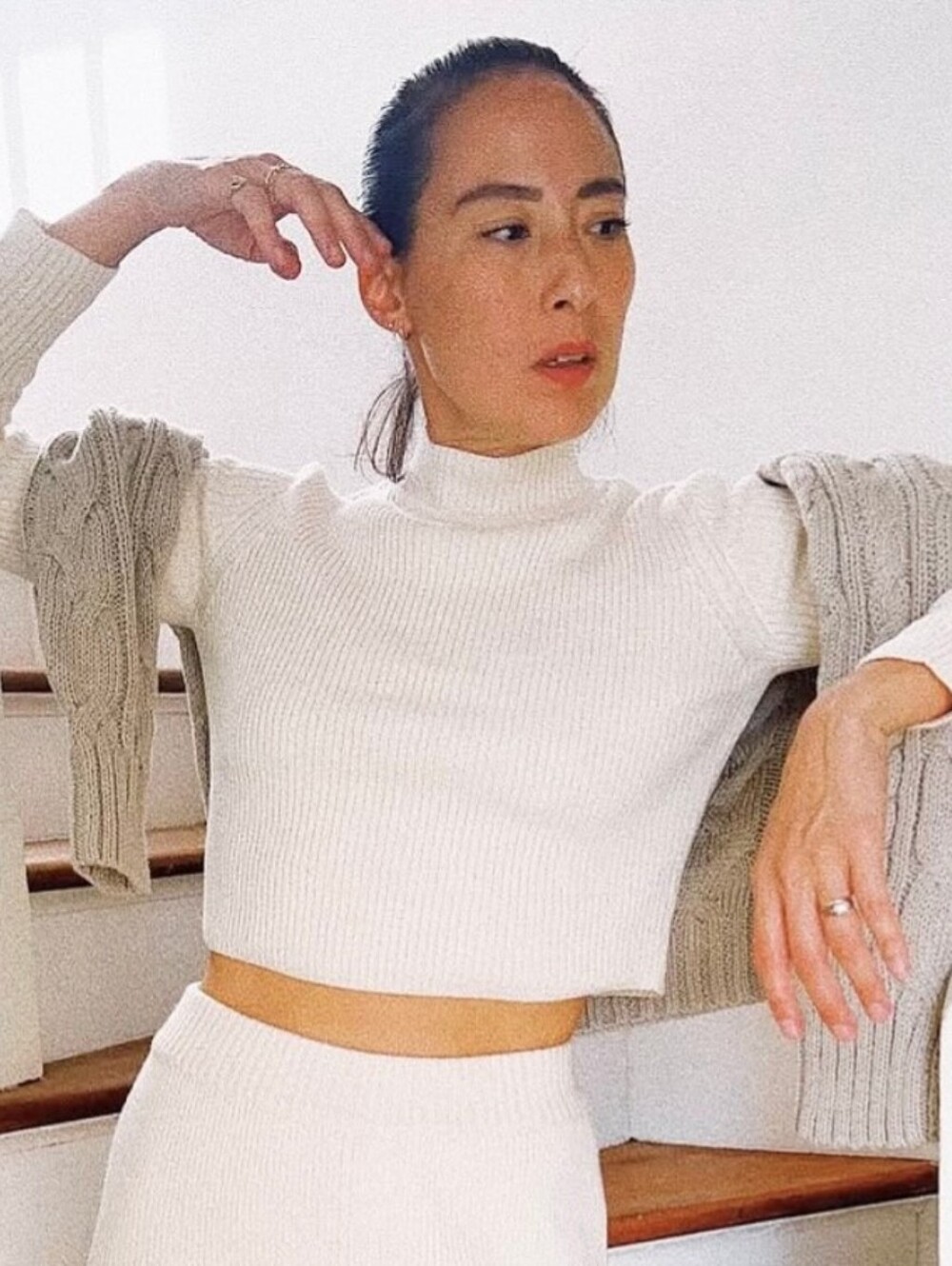 NWT OZMA Ribbed Mock Crop Sweater XXL